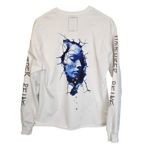 November Reine White Blue Long Sleeve Reflection Broken Mirror Graphic T‎ Shirt